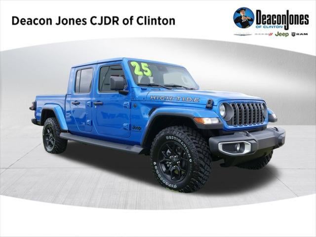 2025 Jeep Gladiator GLADIATOR HIGH TIDE 4X4 in Hydro Blue Pearl-Coat Exterior Paint — front three-quarter view